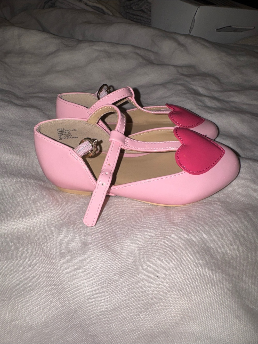 Janie and Jack Pink Mary Jane Shoes with Dark Pink Heart Accent